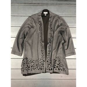 Aris A Open CardiganJacket Womens XXL Grey Silver Velvet Kimono Faux‎ Suede